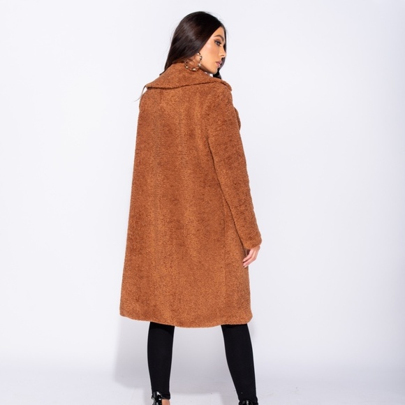 5🌟 Autumn Goalz Rust Teddy Faux Fur Duster Jacket - Picture 12 of 15